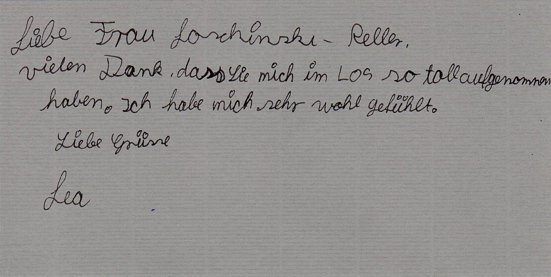 Dankesbrief einer Schülerin des LOS Wiesbaden