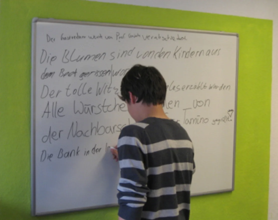 Schüler arbeitet an der Tafel im LOS Landau Schüler arbeitet an der Tafel im LOS Landau